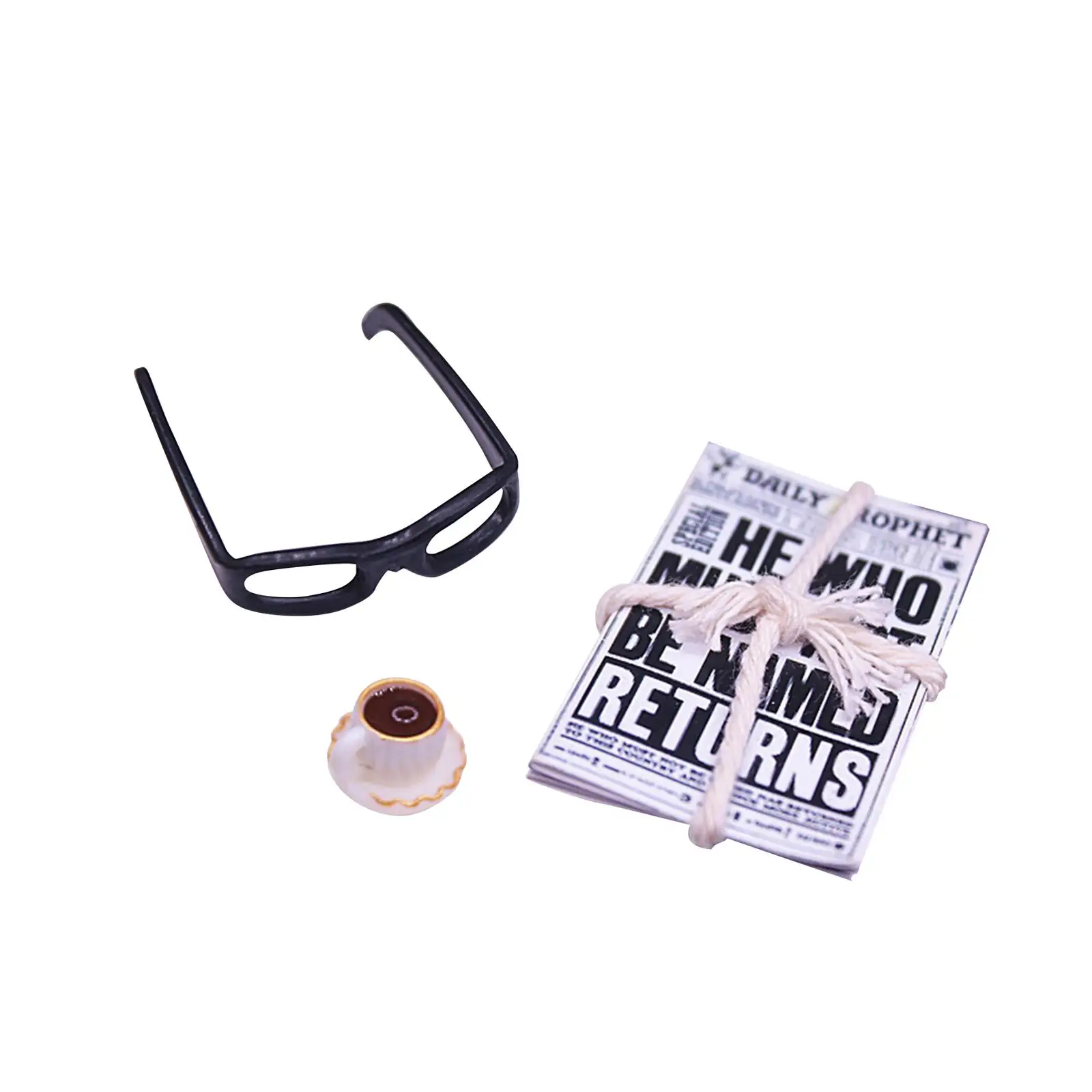 Accessoires de maison de courses, lunettes de journal, ensemble de café, jeu de simulation pour diorama, scène l'inventaire, accessoires photo, 1:12