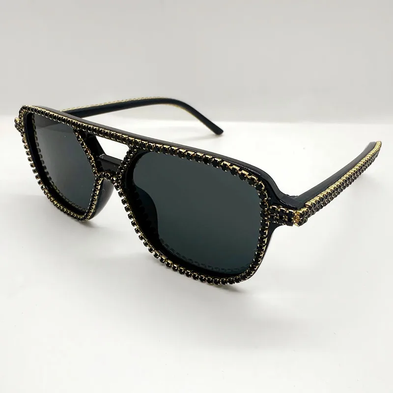 Neue Quadratische Doppel Brücken Diamant Sonnenbrille Frauen Mode Candy Farbe Strass Sonnenbrille Weibliche Shades UV400 Brillen – Detail 8