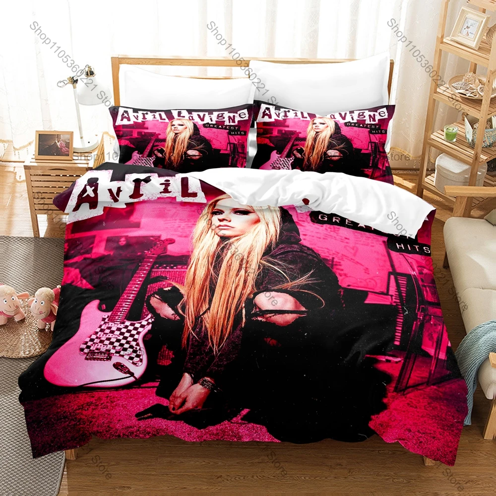 Avril Lavigne 3Pcs Bedding Set 3D Printed Music Singer Duvet Cover Pillowcase Twin Full Queen King Size Soft Microfiber