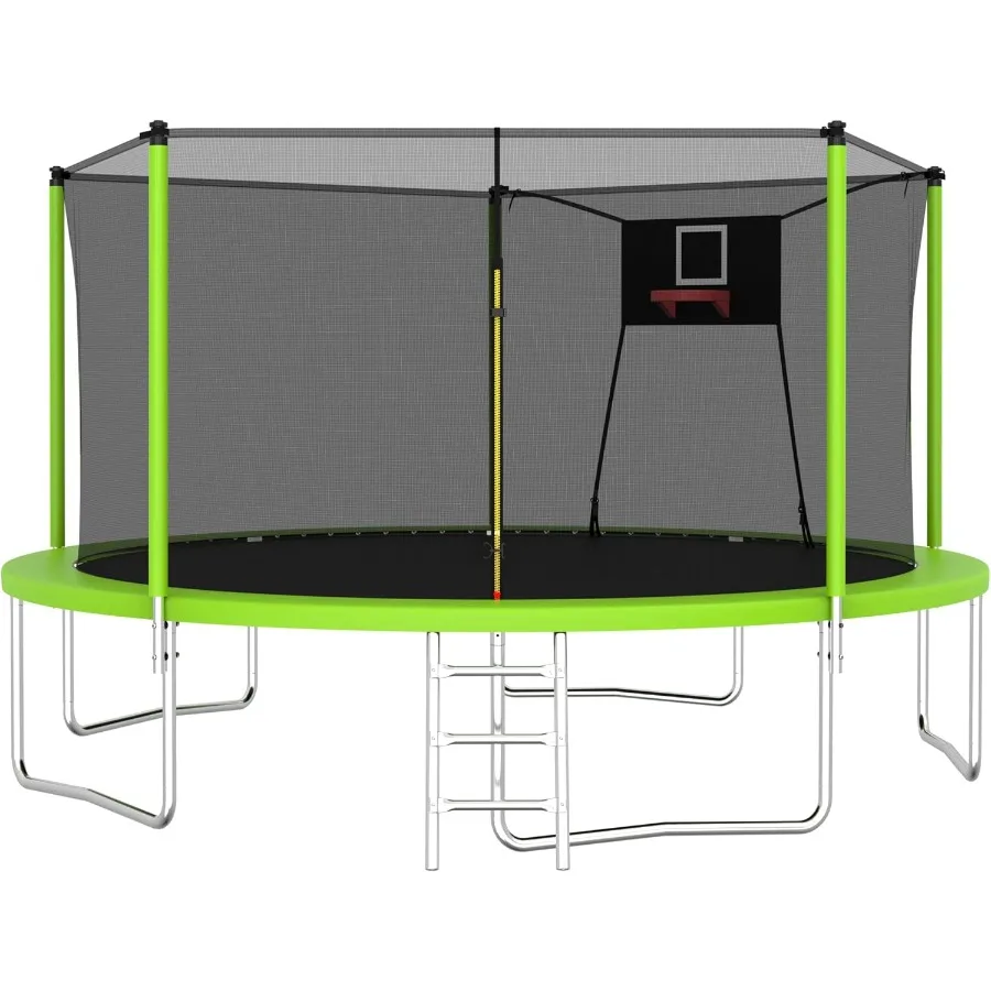 

1000LBS 14FT Heavy-Duty Outdoor Trampoline with Basketball Hoop and Safety Enclosure Net for and Adults - ASTM Approved Recreat
