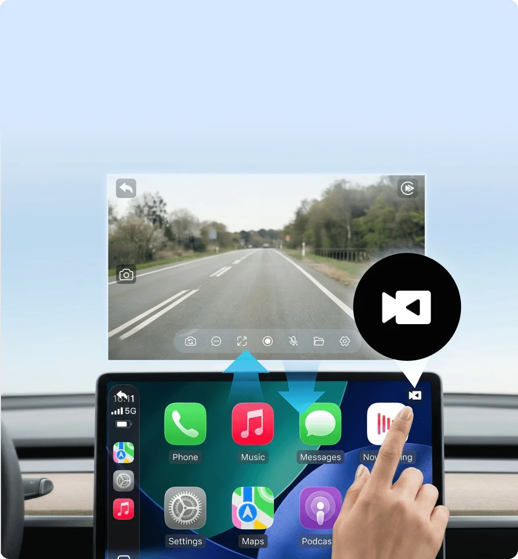 Ottocast OttoSafe Cam 2 in 1 Dash Cam Wireless CarPlay Adapter 2K 130° Wide Angle Night Vision Front Auto Recording Rear DashCam