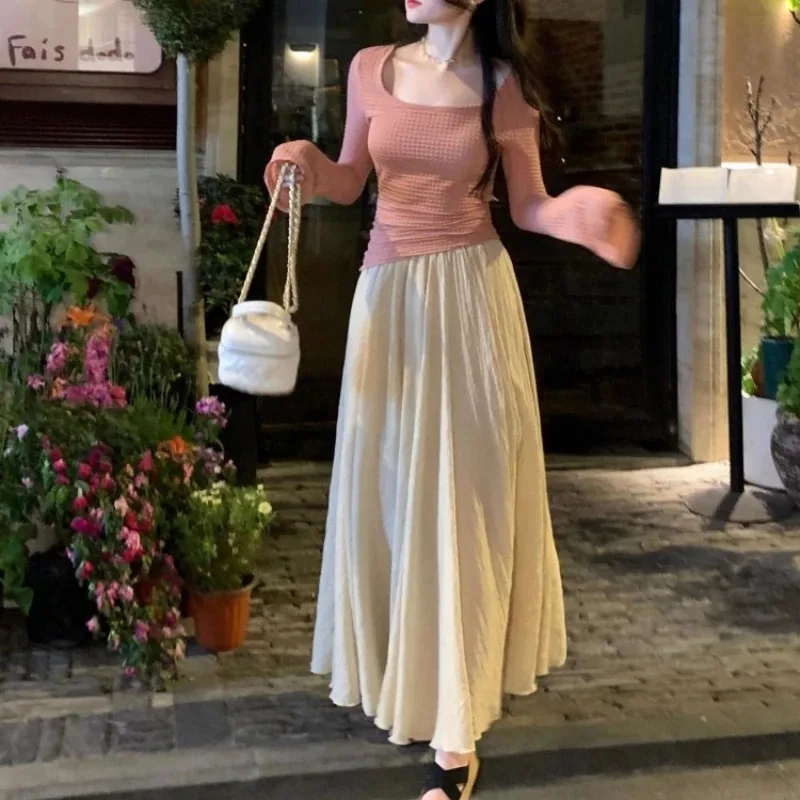 Fashion Cotton Linen Clothes Women Skirts Maxi Y2k Elegant Streetwear Saia Ropa Mujer Casual Vestido Long Skirt Faldas Harajuku