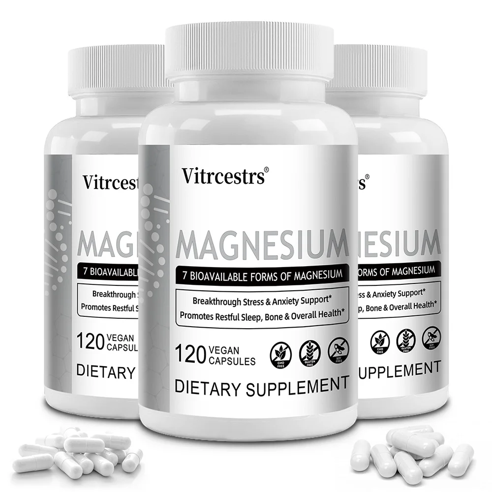 7-in-1 Magnesium Complex Supports, Bone, Muscle, Heart & Digestive Health, Natural Relaxation, Stress Relief & Healthy Sleep