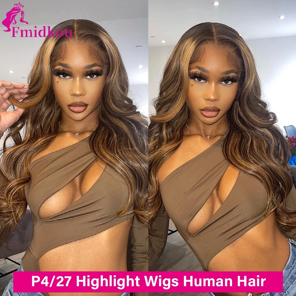 Highlight 13x6 HD Lace Frontal Human Hair Wig 4/27 Glueless Wigs Human Hair Clearance Sale Body Wave Human Hair Wigs For Woman image 6