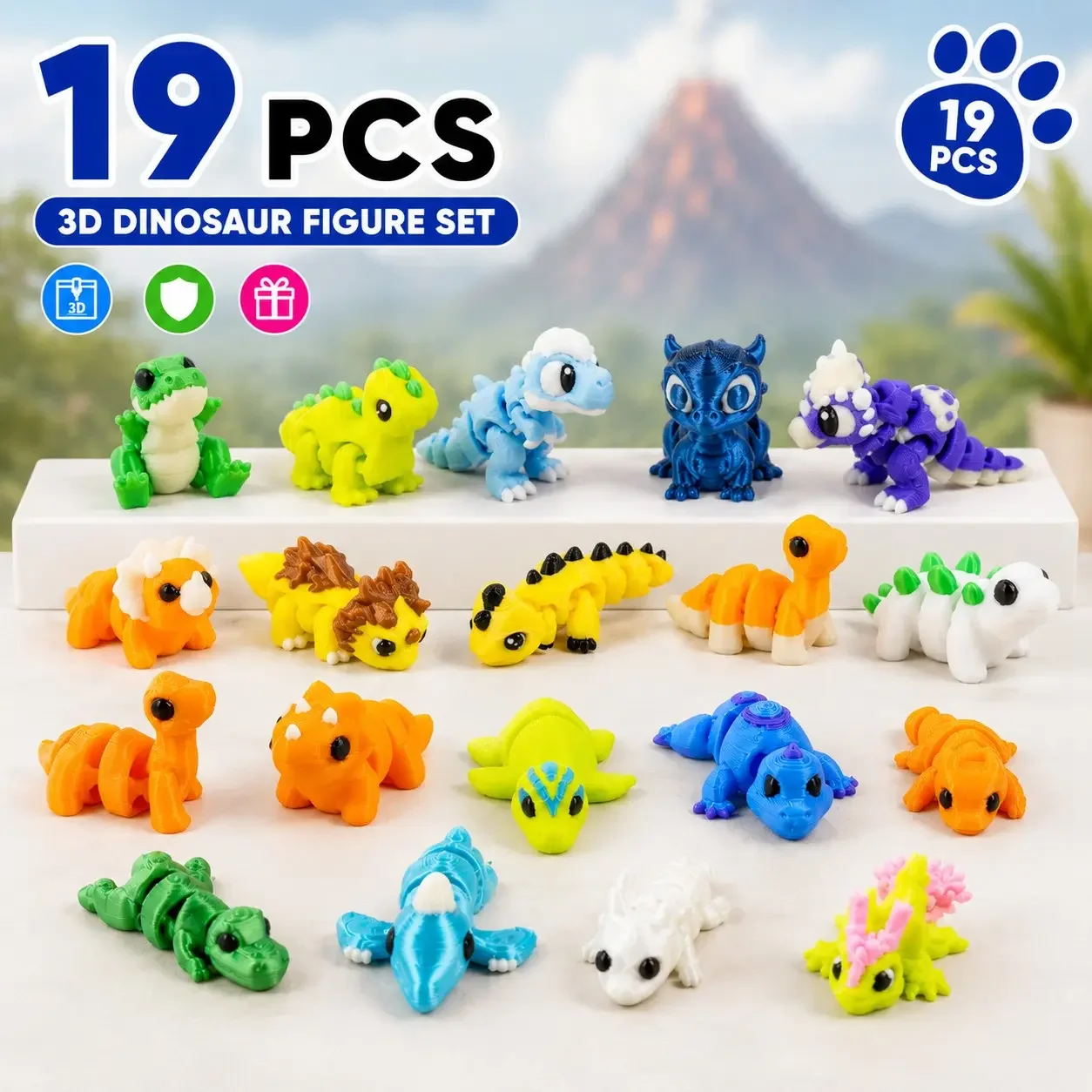 3D Printed Mini Statue Dinosaur, Colorful Small Animal Model, Multi-Joint Desktop Decor, Perfect for Home Office Decoration, Home Decor Statues