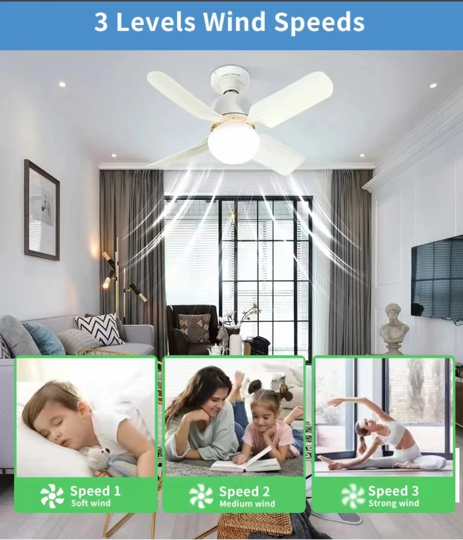 Decken ventilator mit Lichtern und Fernbedienung e27 Konverter basis Mehrzweck-LED-Lüfter lampe Smart Silent Decken ventilatoren für Schlafzimmer