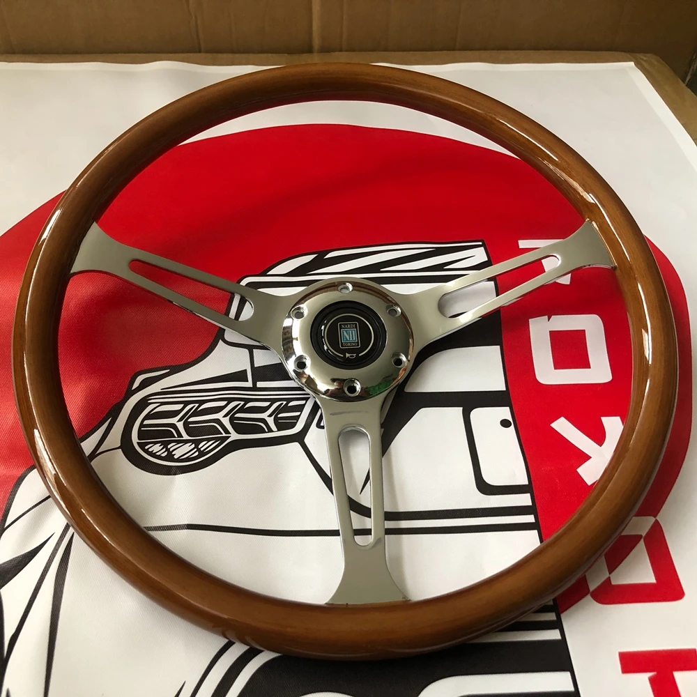 

15Inch Classic Real Wood Nardi Steering Wheel Car Rally Racing JDM Nardi Steering Wheel Volantes For VW HONDA TOYOTA BMW Nissan