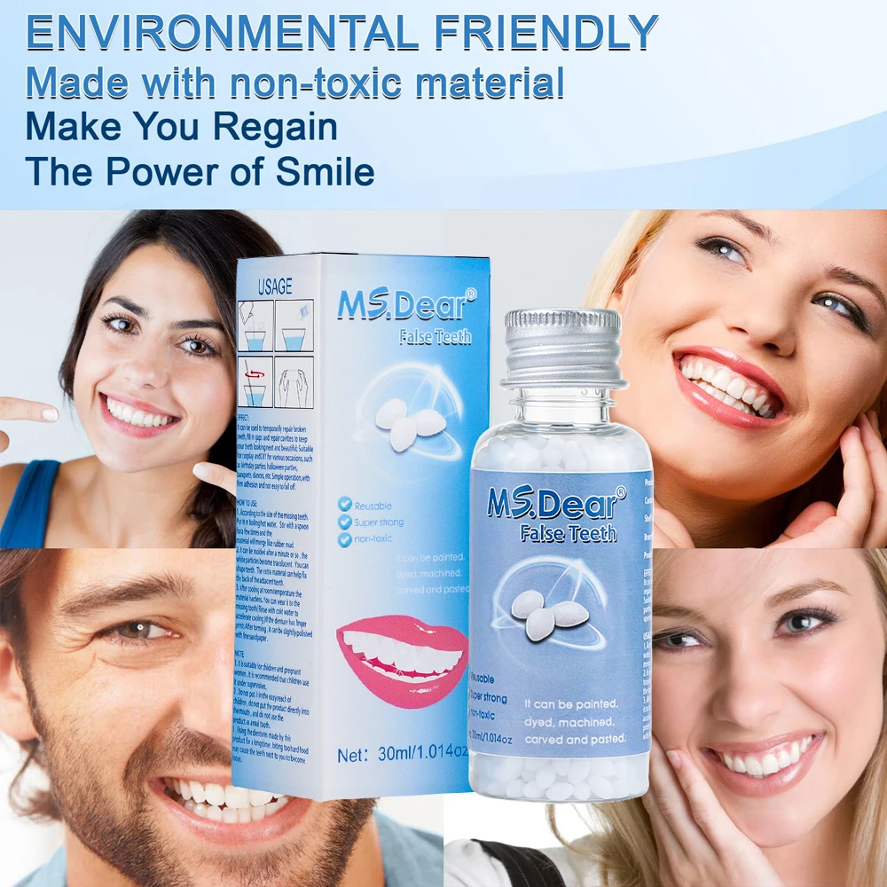 30ml Shapeable Teeth Glue Film and Television Makeup Dentures Modification Temporary Filling Teeth Repair Broken Teeth