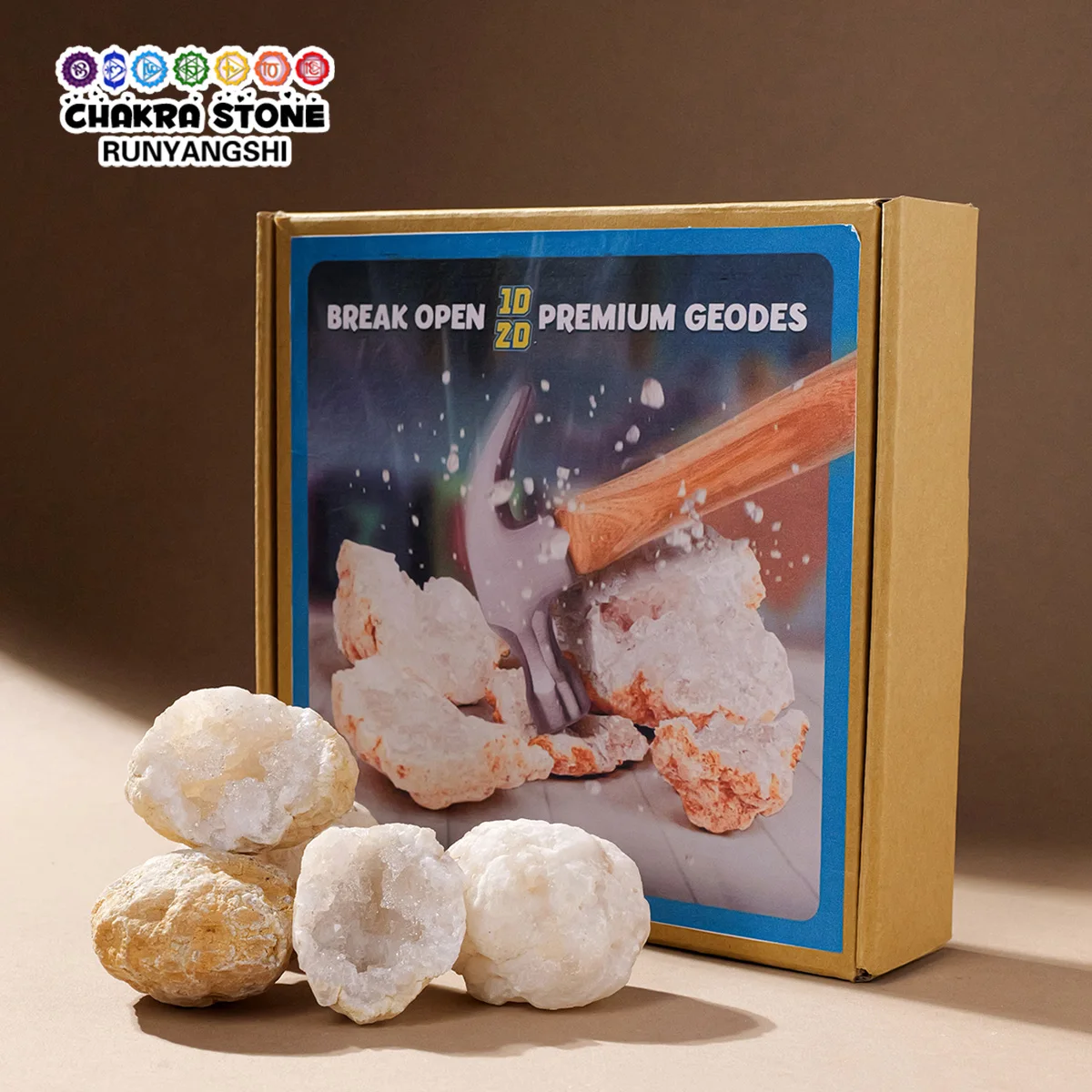 10pcs/Box Unopened Natural Agate Geode Crystal Cluster Cave Specimens Collection Decor Gift  Christmas Geological Enthusiasts