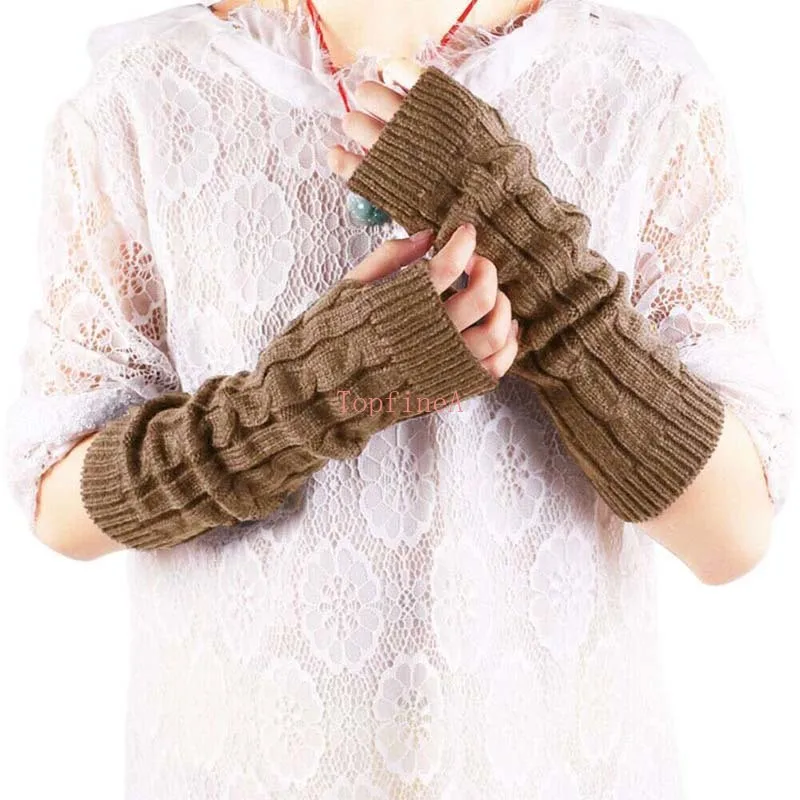 Women Elbow Mittens Arm Warmer Knitted Gloves Winter Fingerless Outdoor Fancy Christmas Original school Gift CE737