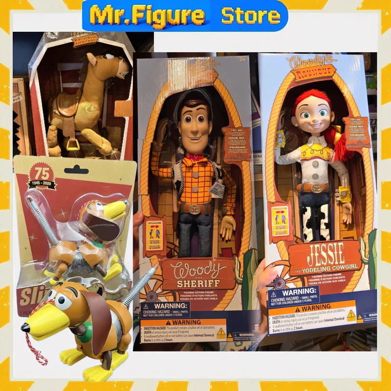 Pixar Toy Story 5 Woody Buzz Lightyear Jessie Slinky Dog Action Figure Sound Cowboy Puppet Movie Character Figures Ornament Gift