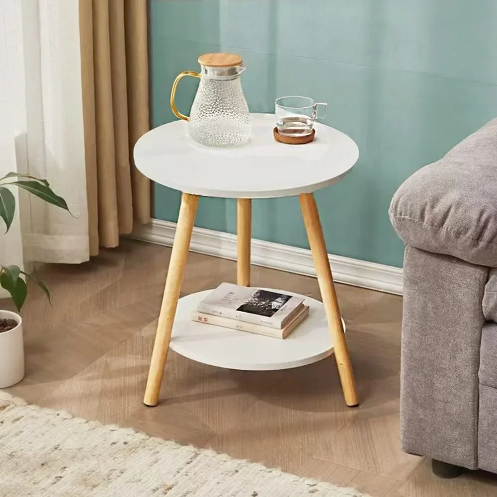 Double Layered Circular Dining Table, Small Side Table Round Wood Table, Suitable for Home Living Room Decoration, Bedroom