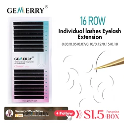 Gemerry 16 lines Classic Individual Eyelash Extensions for Professional Lash Building C/CC/D/DD Faux Mink Hand Made Fake Lashes