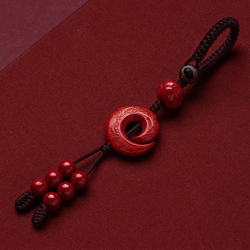 Raw Ore Emperor Sandstone Ruyi Keychain High Content Cinnabar Good Luck Phone Accessory Handmade Creative Gift