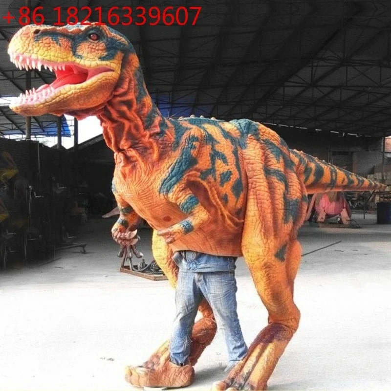 Large-scale simulated dinosaur, the coat can be worn by real people, and the dinosaur clothing can be used to make sounds.