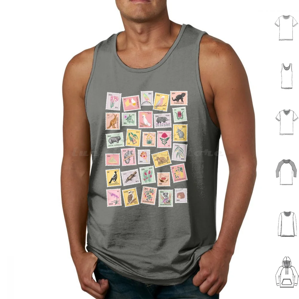 G’day From Australia Tank Tops Vest Sleeveless Gday Aussie Australia Australiana Australian Post Stamp Postage Stamp Air Mail