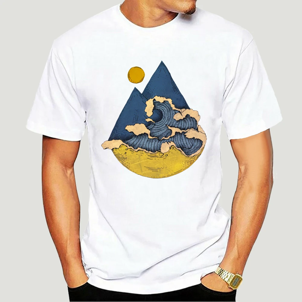 Wave Mountain Abstract View Print Mans Tee Shirt Cotton T-shirt Short Sleeve Boyfriend's Simple Style 2973X