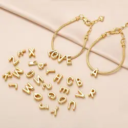 Snake Chain Initial Bracelets for Women Copper Gold Plated DIY Name Bracelets 26 Letters Jewelry Gifts brte33