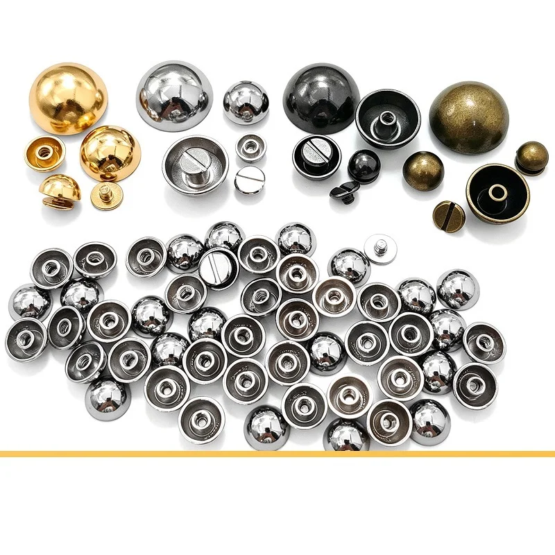 DIY Cloth Button Leather Craft Metal Nail Round Head Screws Strap Rivets 8/10/12/15/20mm Mushroom Dome Solid Nail Bolt