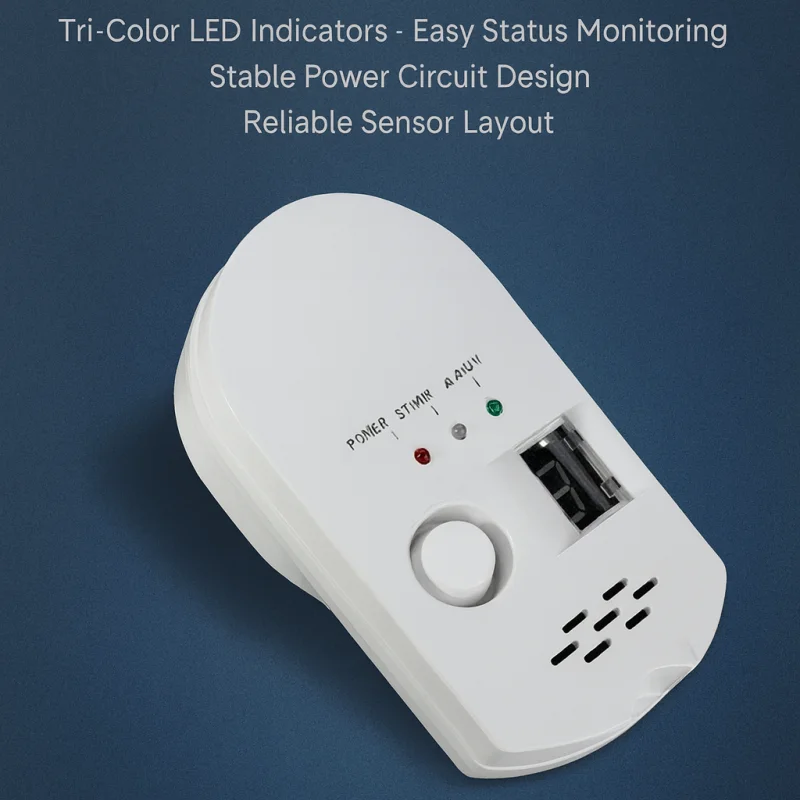 Gas Leak Alarm with Digital Display, Plug-in Sensor for Natural Gas & LPG, 85dB Alarm, Tri-Color LED Status, Easy Installation