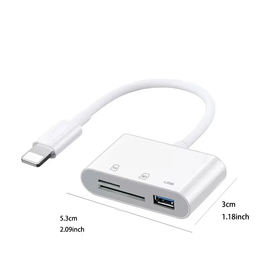 USB Flash Plug Play USB Dongle Card Reader dla iPhone iPhone TypeC do SD TF Card Adapter 3-w-1 Camera dla USB Flash Plug Play