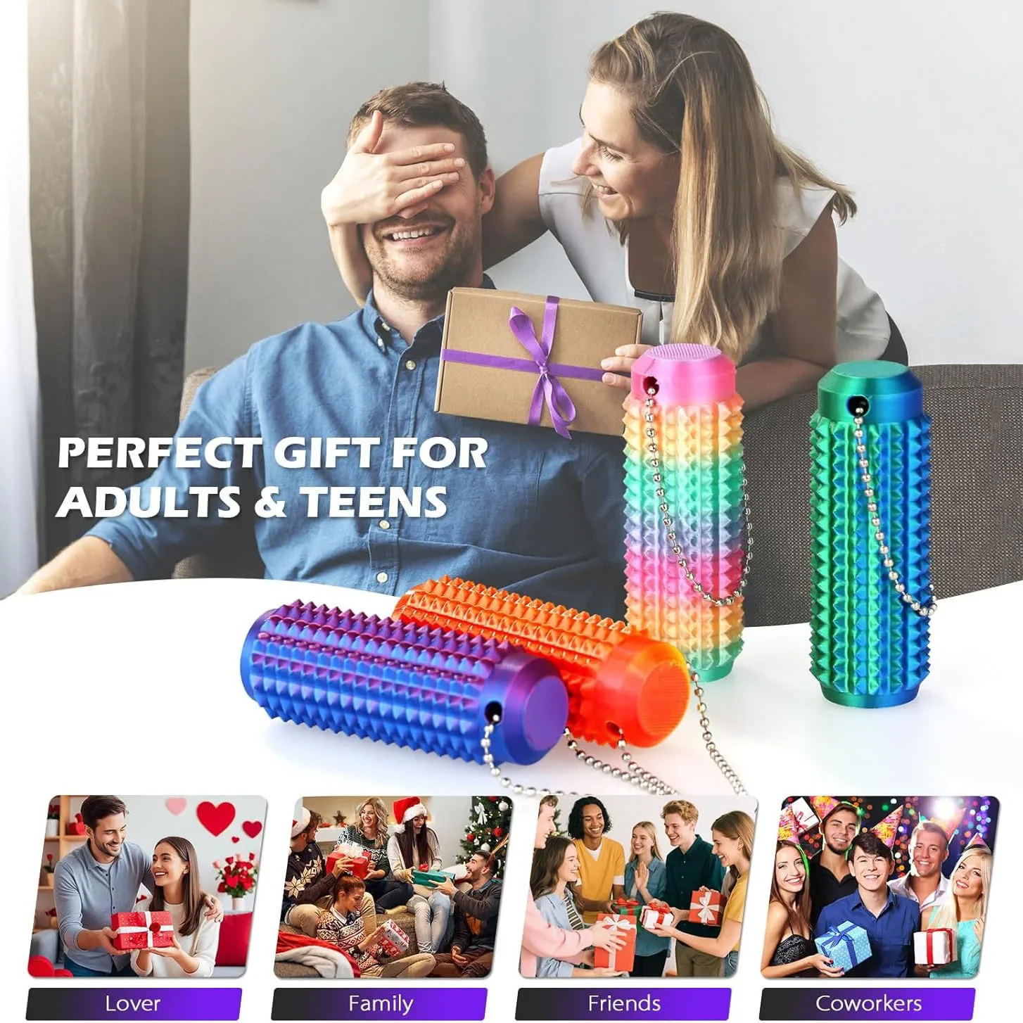 Zabawki sensoryczne stymulujące nerwy, redukujące stres, rolki dla dorosłych, kolczaste breloczki antystresowe, zabawki sensoryczne na stres, nowatorskie prezenty dla przyjaciół.