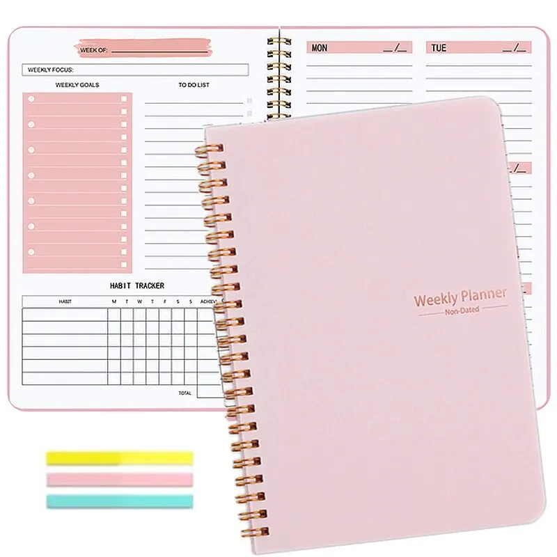 Undated Weekly Planner A5 Weekly Goals Spiral Binding Notebook Planner Agenda Record Daily Plans To Achieve Future Goals