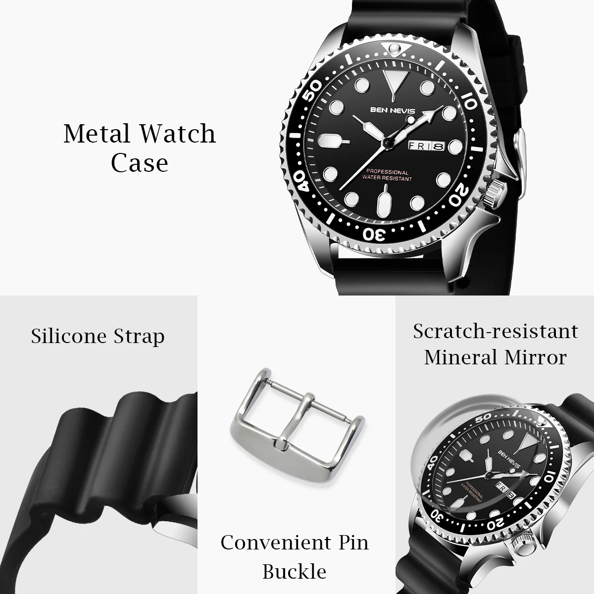 BenNevis Luxury Fashion Business Sports Waterproof Dual Calendar Clock Watches Male Quartz Wristwatch Watch for Men часы мужские