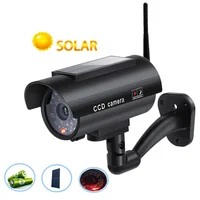 Aumengear Solar Powered Fake Security Camera, Bullet Dummy Security Camera Simulated Surveillance System with Red Flashing Light