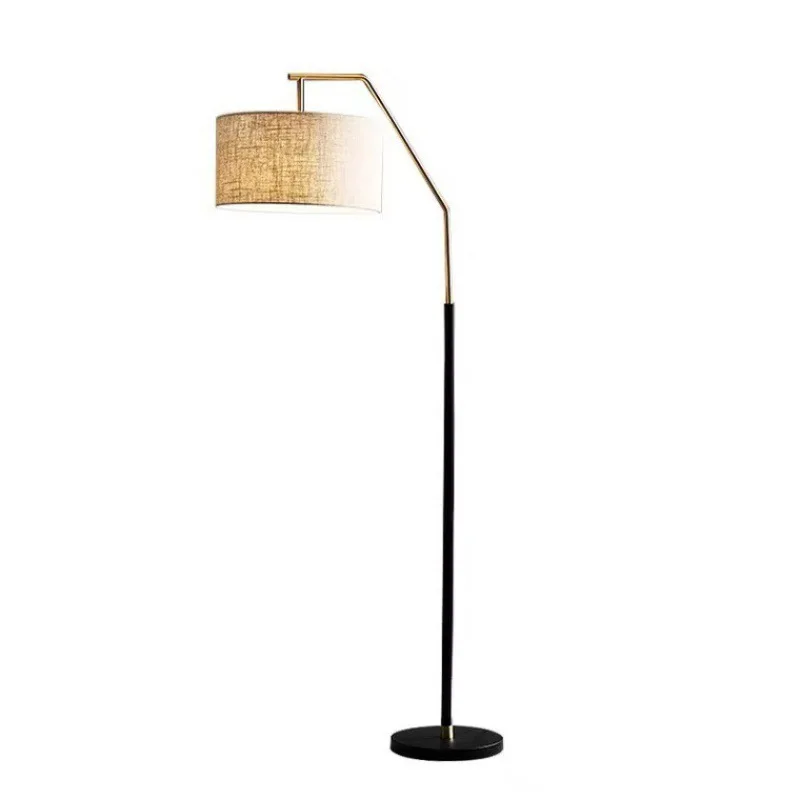 

American simple floor lamp, living room light luxury ins Nordic bedroom cloth cover vertical fishing lamp