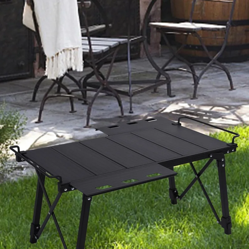 Folding Camping Table,Portable Folding Aluminum Table,Adjustable Height,Suitable for Barbecue、Camping、Picnic、Beach