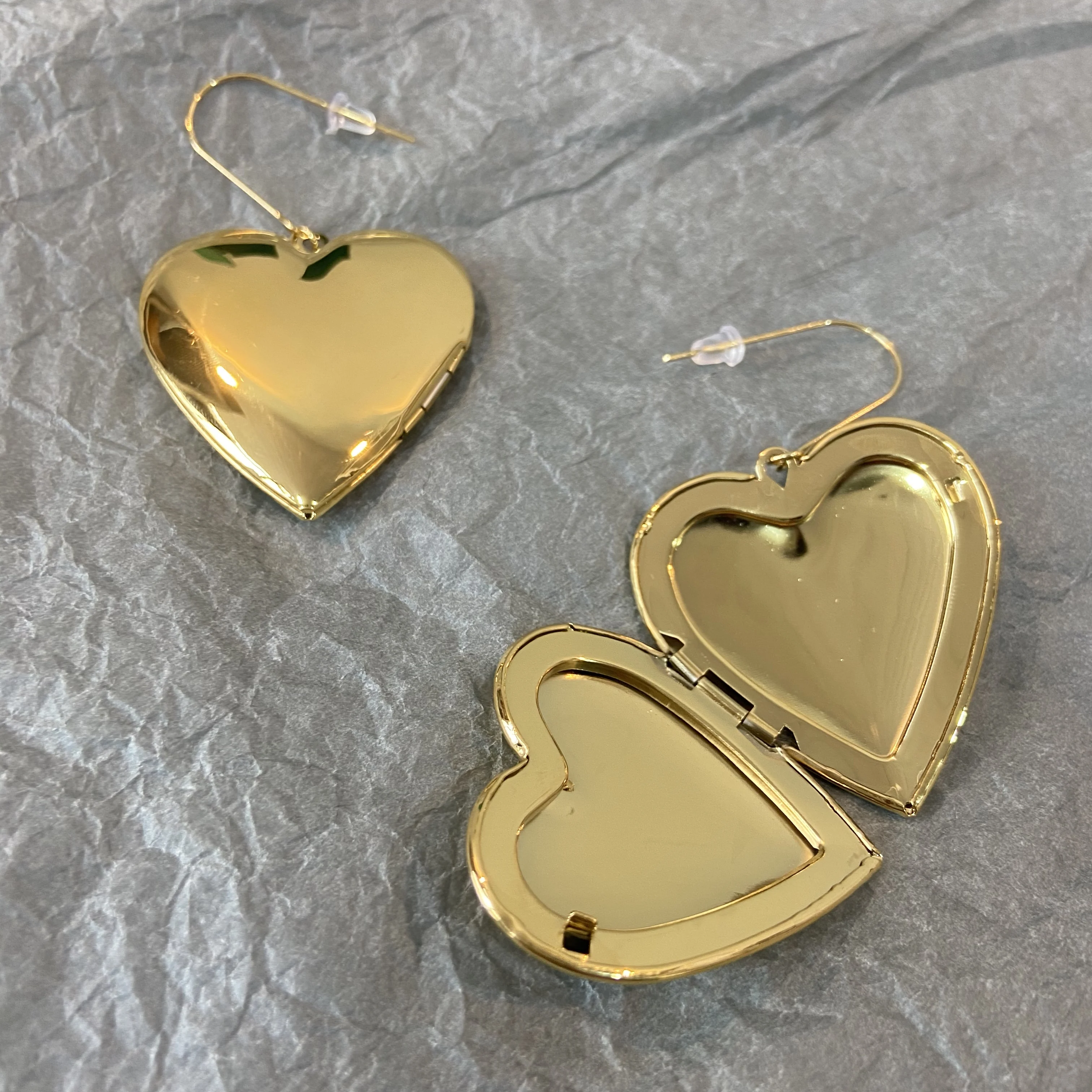 Brass With 18K Huge Size Heart Drop Earrings Women Jewelry Punk Party T Show Gown Runway Trendy  Korean Japan Israel INS