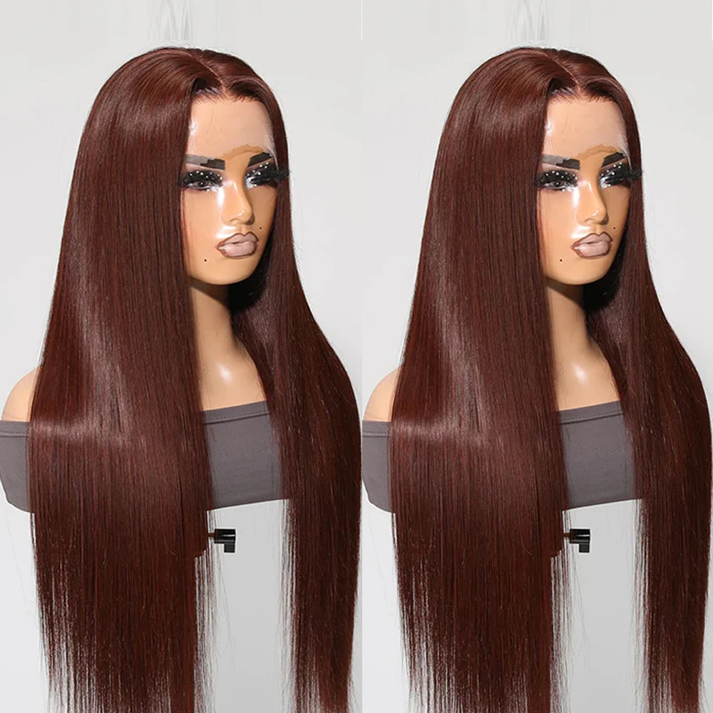 Soft 26inch 180Density Long Dark Brown Silky Straight Lace Front Wig For Women Babyhair Preplucked Heat Resistant Glueless