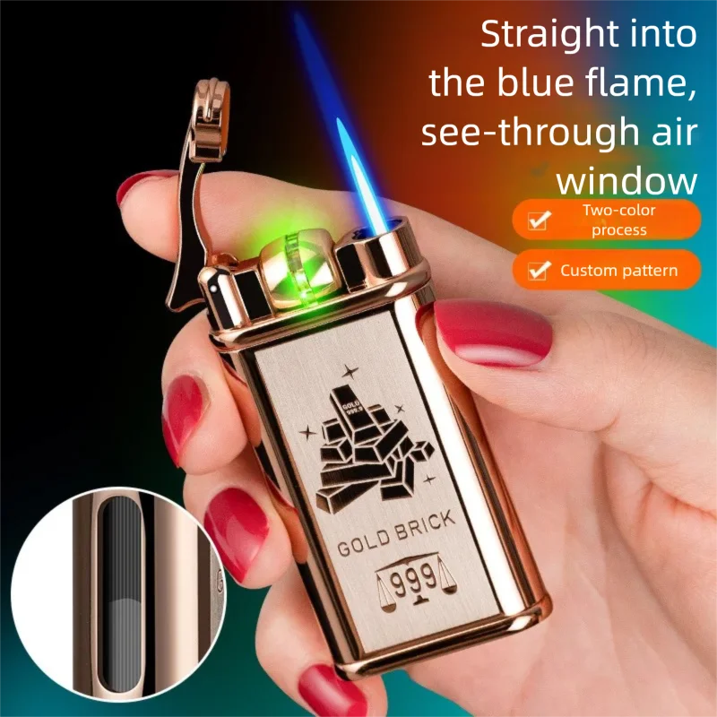 

Металлическая ветрозащитная прикуриватель с прямым ударом и подсветкой, надувная зажигалка с прямым ударом