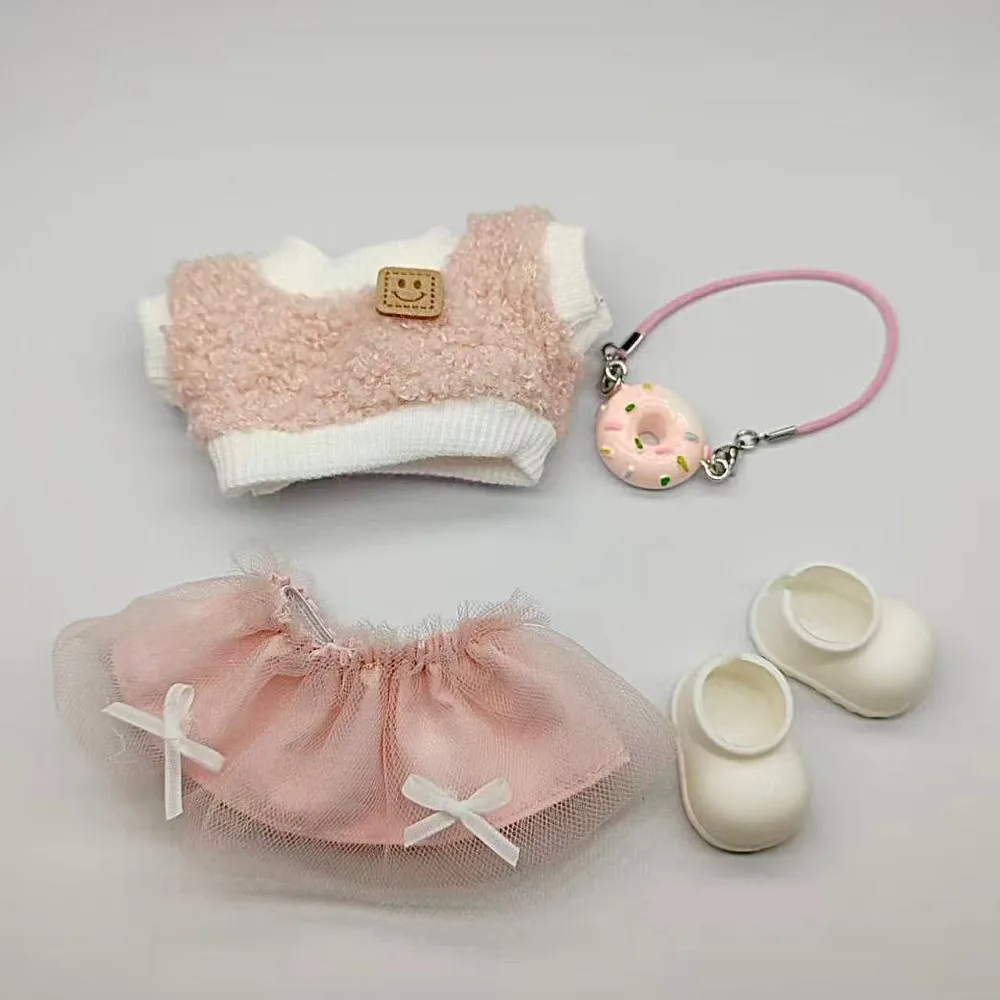 For 15-17cm Labubu Doll Clothes Tulle Skirt Set Stylish Outfit Replacement for 17cm Ropa Labubu Dolls Accessories