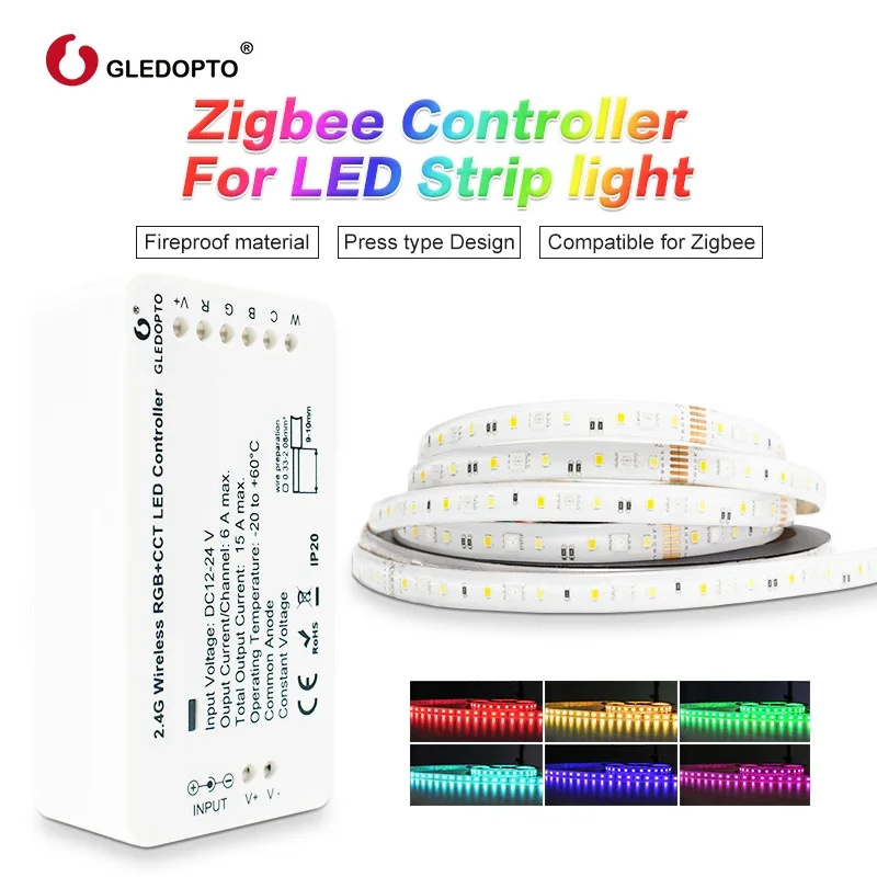 

GLEDOPTO ZigBee Light Link Smart LED Strip Kit RGBCCT Strip Controller for LED Strip Light Work with Echo Plus Alexa Smartthings