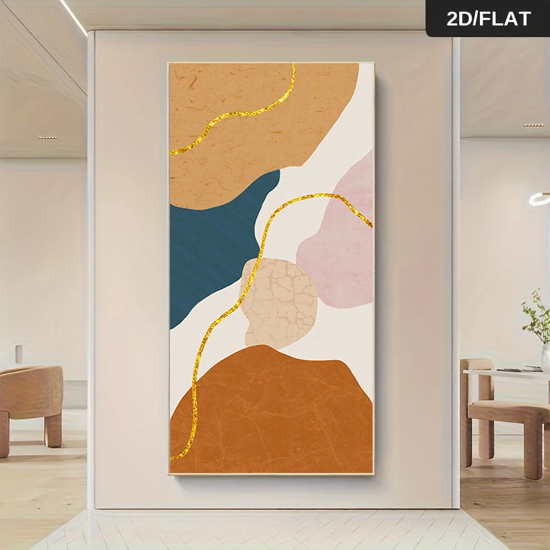 1 لوحة قماشية هندسية تجريدية حديثة، لوحة تزيين منزلية على الطراز الشمالي، لوحة فنية معلقة على الحائط لغرفة المعيشة وغرفة النوم #4