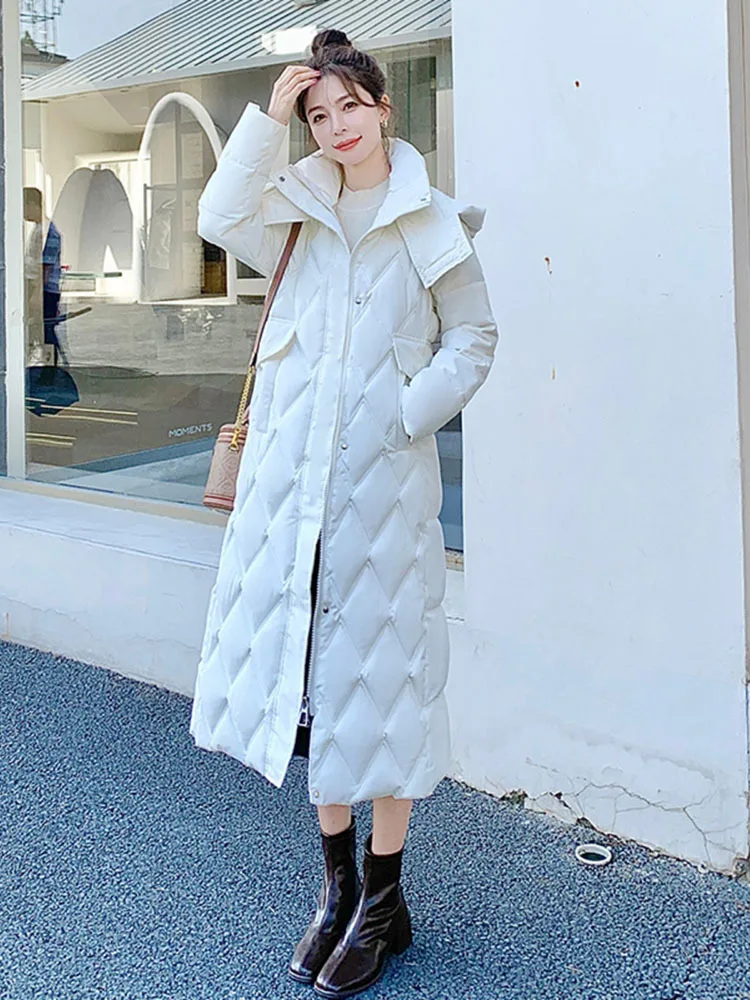 Elegant Long Parkas for Women Autumn Winter 2023 New Korean Fashion Thicken Warm Jackets Ladies Streetwear Oversized Coats