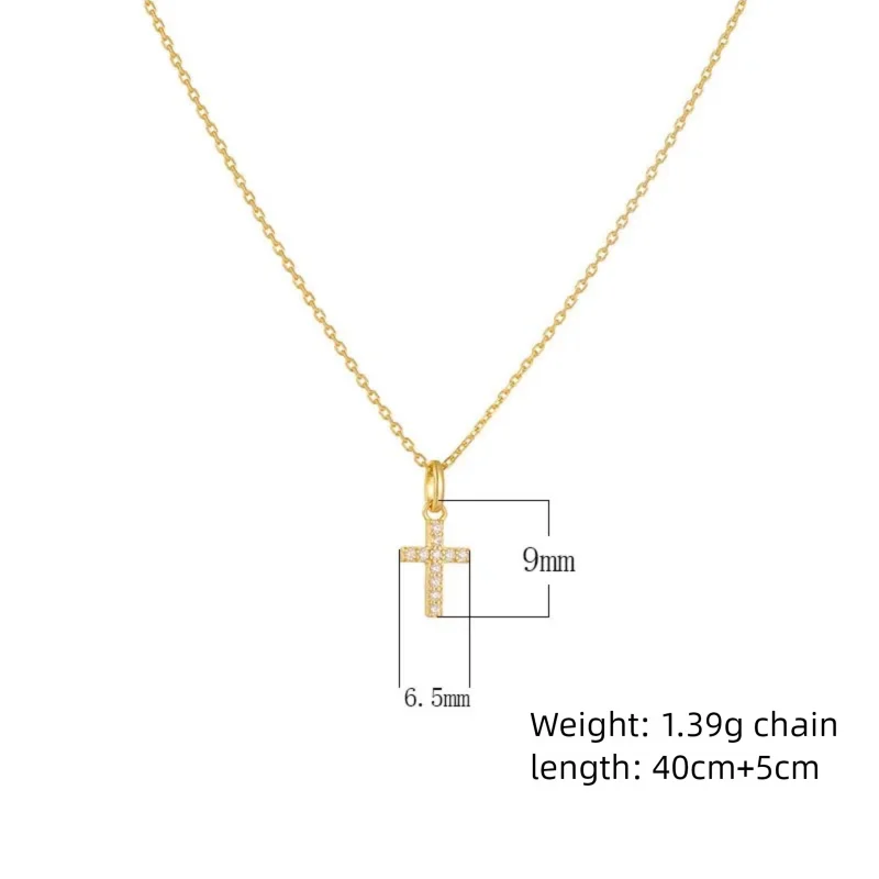 925 Sterling Silver 14K Gold/Rhodium Plated Mini Cross Zircon Pendant Necklace Women Dainty Clavicle Fine Jewelry Gift
