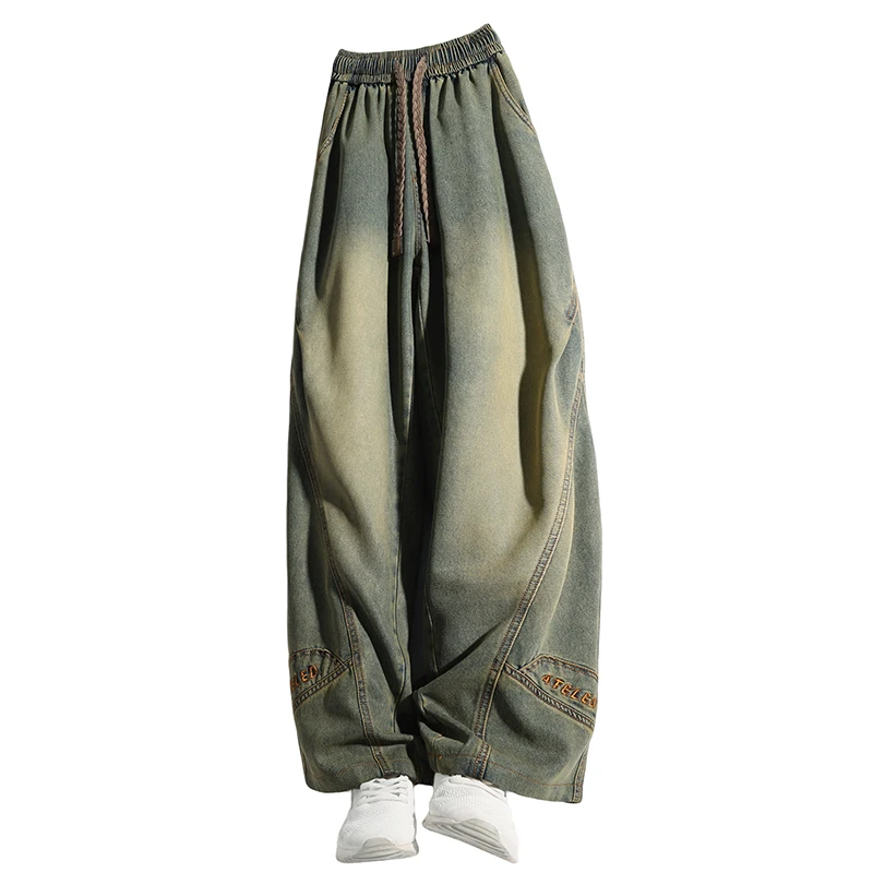 

American Retro Straight-leg Jeans for Men New Spring Autumn Large-sized Pants Wide-leg Pants Cool Men's Casual Long Pants Men's