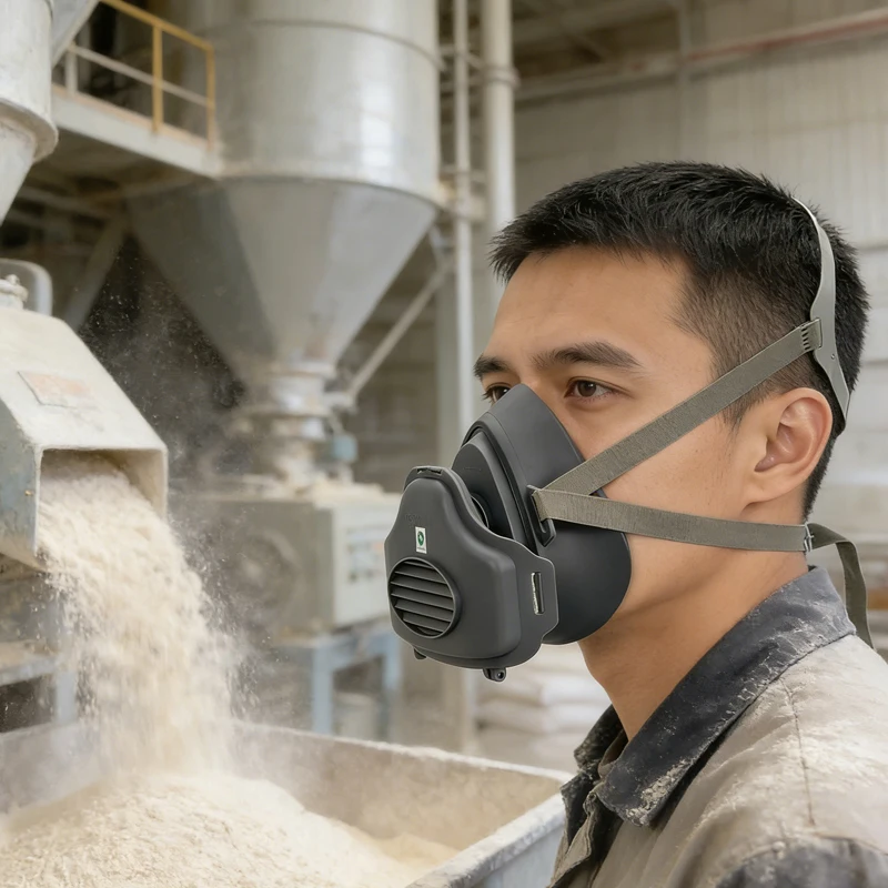 

1pcs KN95 Works Protection During Reusable Half Face Dust Mask Cotton Filter for House Clean Carpenter Builder Polishing Dust