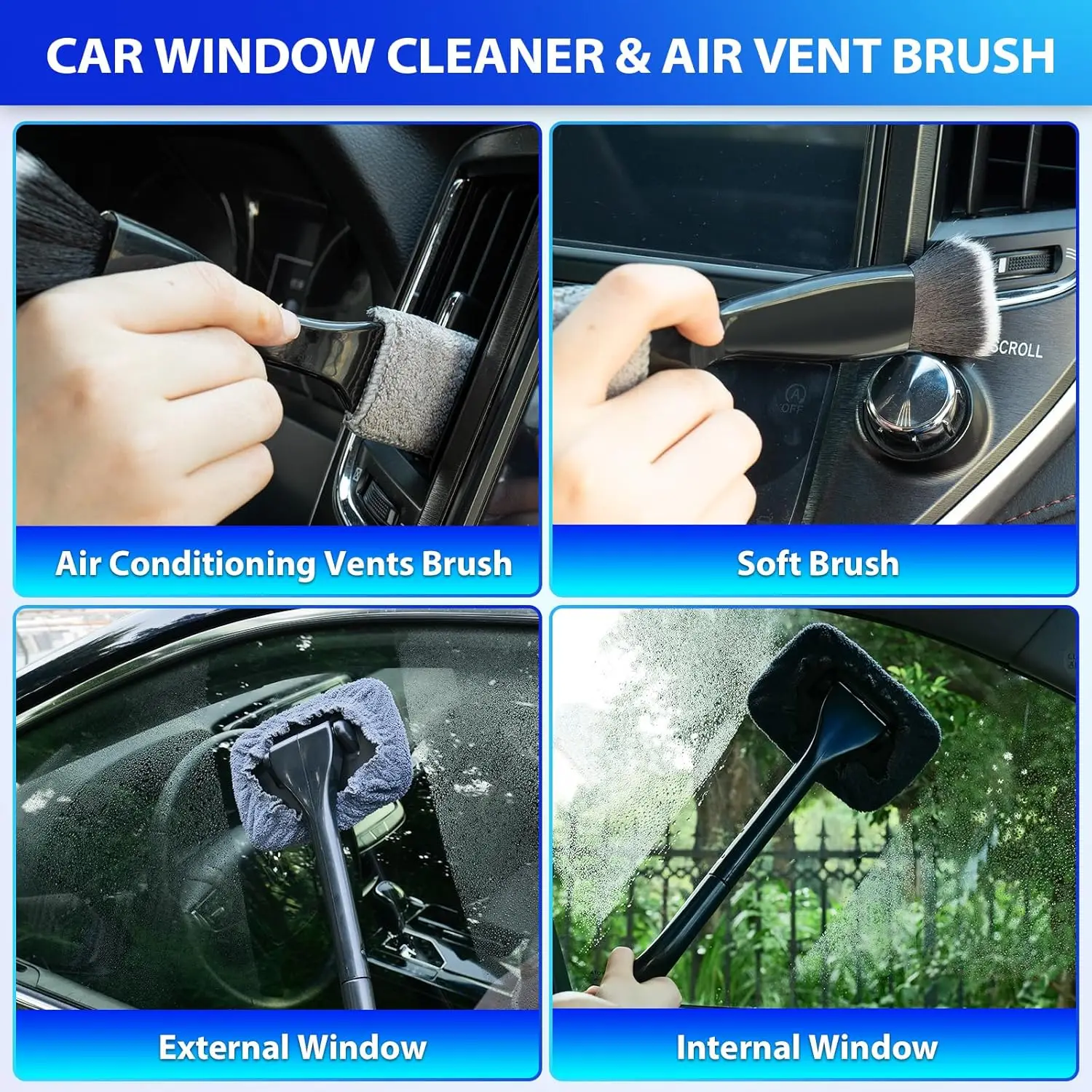 Car Cleaning Kit, 8000PA Vacuum, 7Pcs Brush Set, Gray Interior Detailing Kit