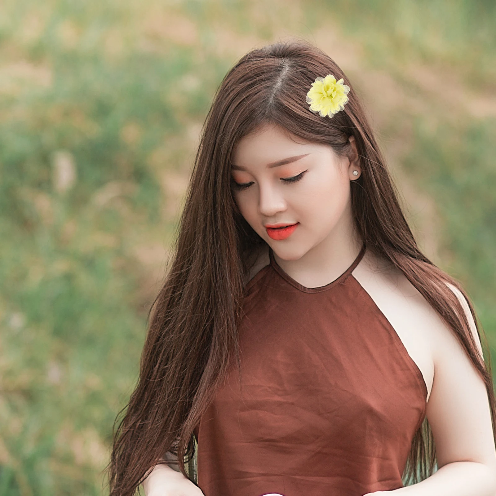 

20 шт. многослойные прочные тканевые заколки для волос с лепестками цветов для свадебной вечеринки, аксессуары для волос с цветочным принтом для девочек, застежка для волос с цветочным принтом