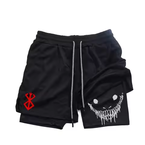 Berserk Men's Sports Shorts 2 in 1, Quick-drying Running Shorts, Gym and Fitness Training Double-layer Shorts for Men
