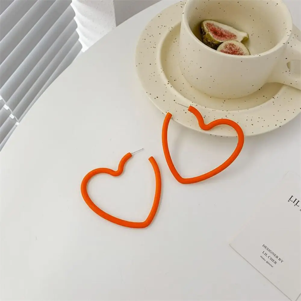 Simple Love Heart Hoop Earring Exaggerated Candy Colored Love Heart Big Hoops Geometric Fashion Personality Love Earrings Women