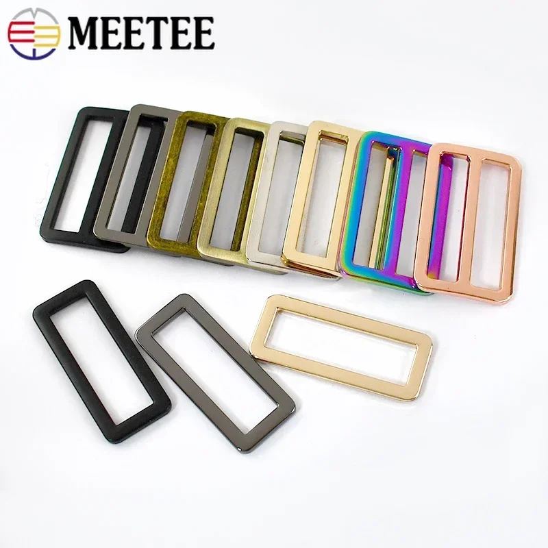 10Pcs Meetee 20-50mm Metal Bag Strap Ring Buckles Tri-Glide Slider Clasp Webbing Side Adjustable Buckle DIY Hardware Accessories