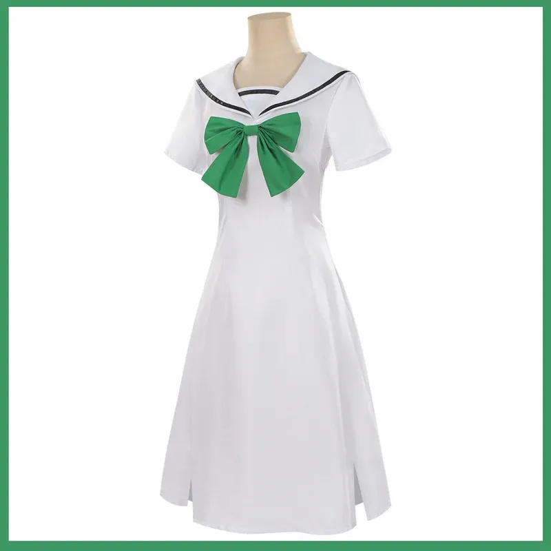 Аниме Cardcaptor Kinomoto Sakura Косплей Костюм Летнее белое платье с короткими рукавами Парик Женский сексуальный повседневный костюм для отдыха см; 5