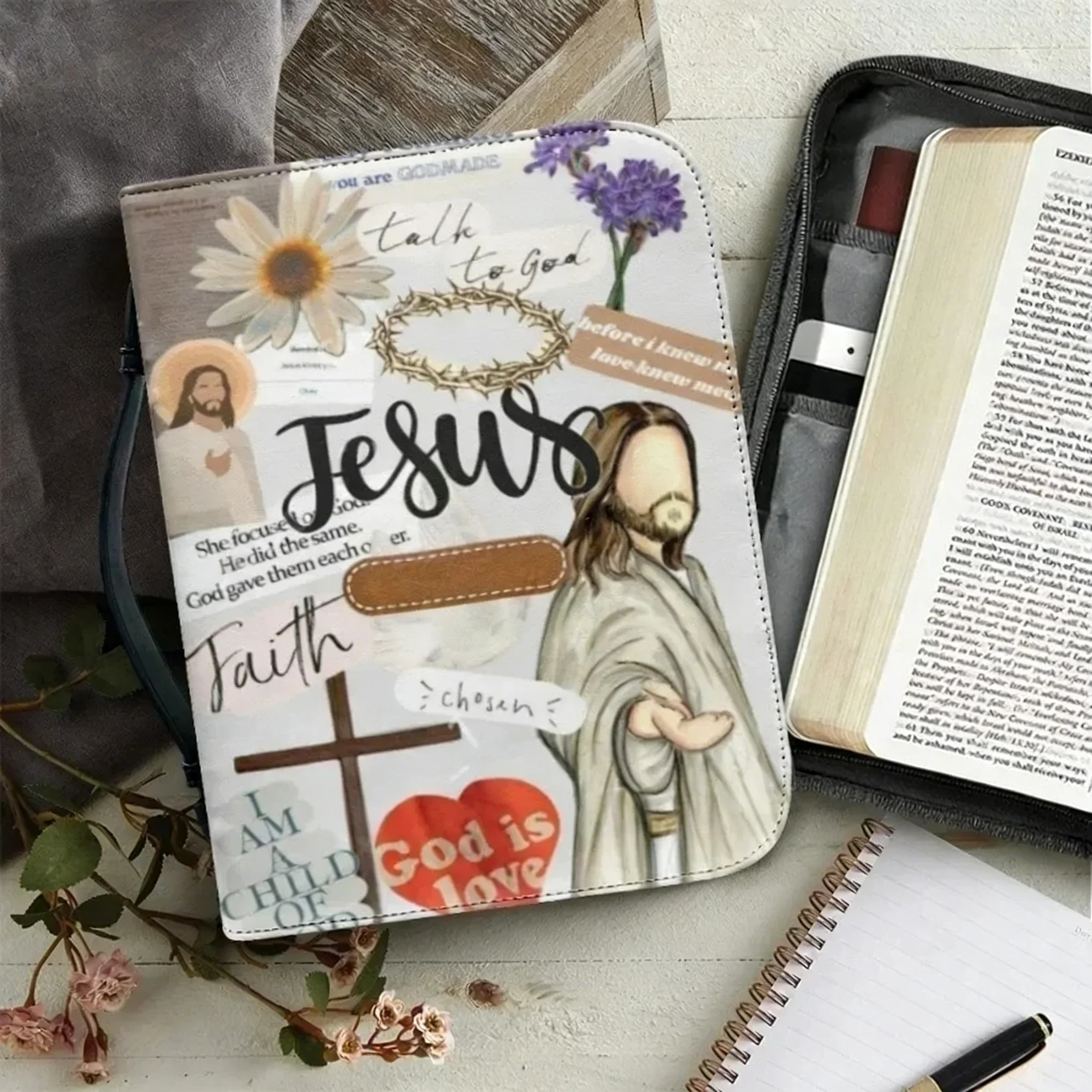 Soyez fort et courageux, verset biblique de Josué, couverture de bible personnalisée pour femmes élégantes, sacs de bible de haute qualité avec poignée, sac à motif de Jésus.