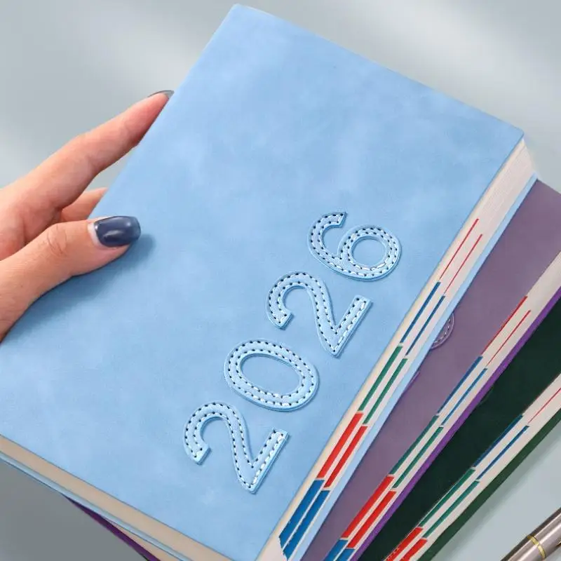 

【Отличный】1 шт. Портативный ежедневник-планировщик формата А5 на 2026 год, английская версия, из текстурированной искусственной кожи, с функцией напоминаний, для ежедневного планирования и списков дел, календарь