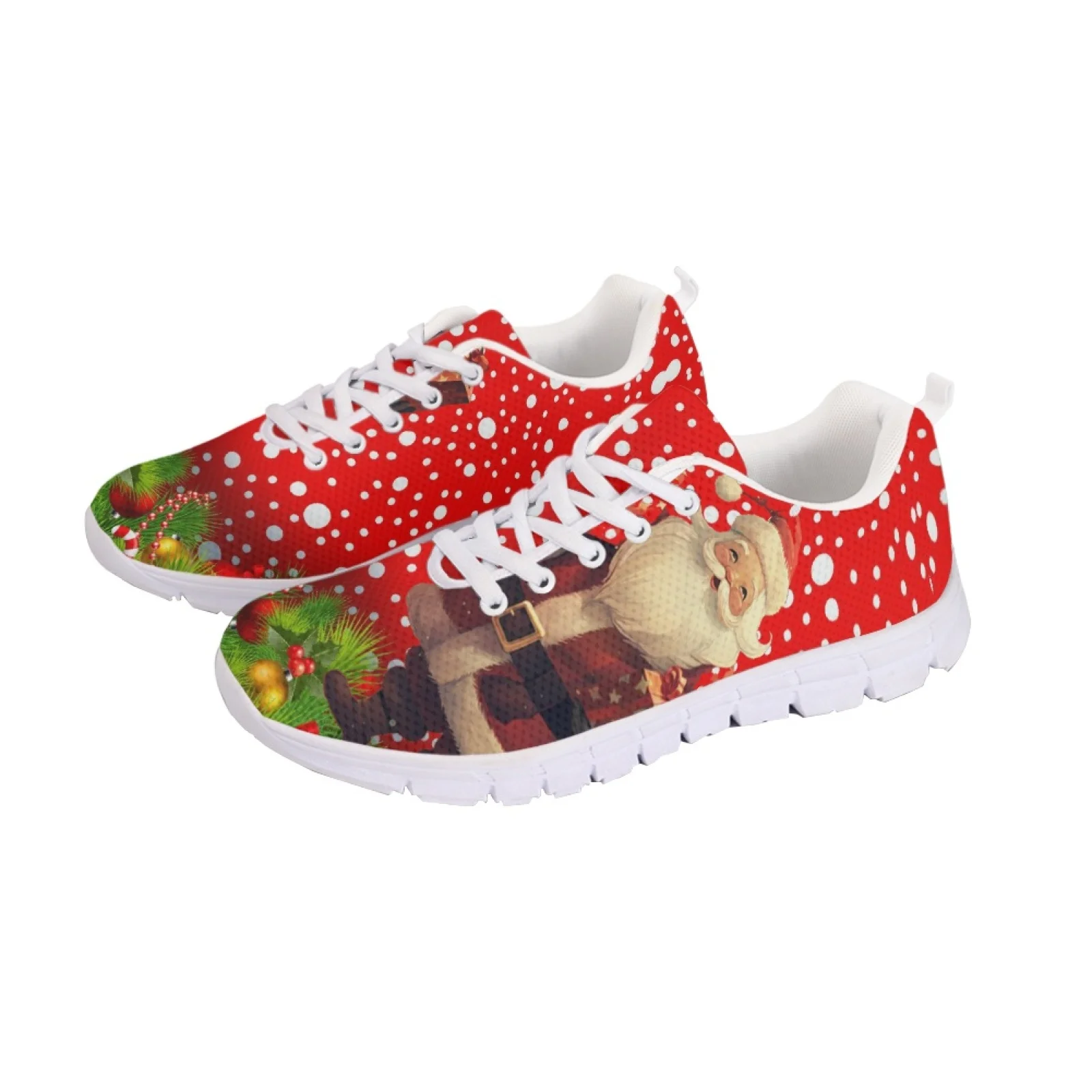 Belidome Santa Claus Christmas Sneaker for Women Trainers Sports Running Shoes Causal Travel Lace-up Breathable Walking Footwear